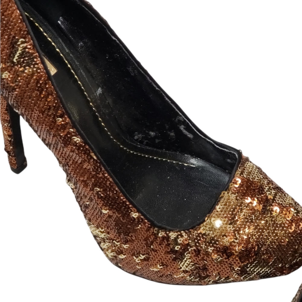 Report Signature Gold Sequins Pointed Toe Leather… - image 7